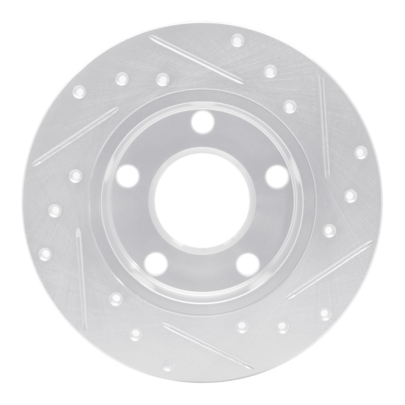 Audi 5000S Quattro Brake Rotor (1) - Rear Left - R1 Concepts - Drilled & Slotted - Silver - `85-`00